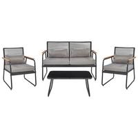 LOUNGE SET 4-Sitzer Metal schwarz Pomonte - Schwarz/Grau, Metall - Beliani