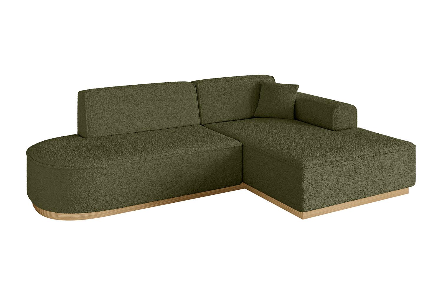 ECKSOFA Ottomane Rechts IREA-L1-v2 - 232x165x80 cm Grün - Platinfarben, Holzwerkstoff/Textil (232/165cm) - ALTDECOR