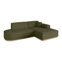 ECKSOFA Ottomane Rechts IREA-L1-v2 - 232x165x80 cm Grün - Platinfarben, Holzwerkstoff/Textil (232/165cm) - ALTDECOR