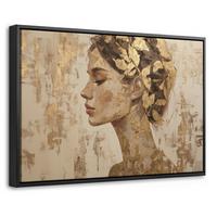LEINWAND Bilder mit Rahmen - Frau - Gold - Abstrakt - Textur - 30x20 - Goldfarben, Textil (30/20cm) - MuchoWow