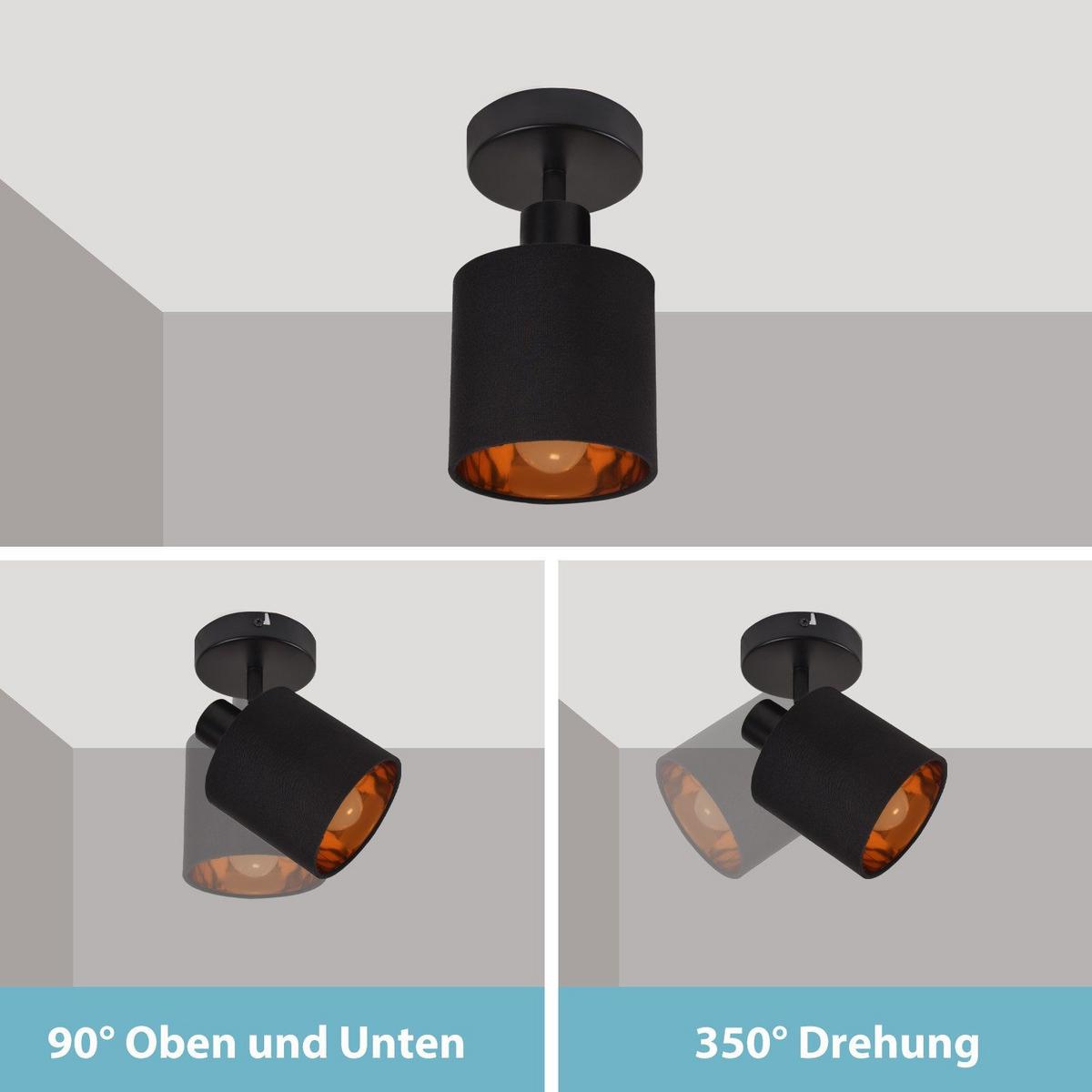 DECKENSTRAHLER Mehrfachter 12/21/12 cm - Schwarz, Textil/Metall (12/21/12cm) - ZMH