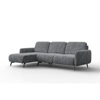 ECKSOFA FEBE 4-Sitzer LINKS, grauer Chenille-Stoff - Schwarz/Grau, Holz/Textil (264/157cm) - Wozimo