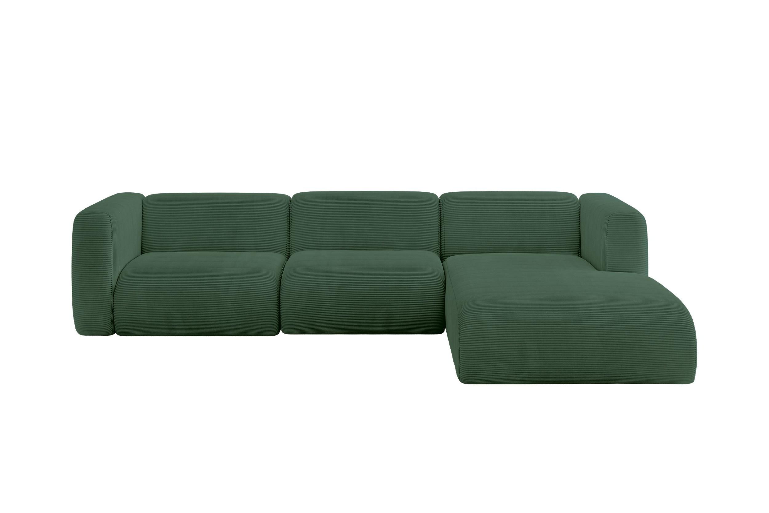 ECKSOFA Ottomane Rechts MIRA-L2 318x179x89 Grün Cord - Salbeigrün/Schwarz, Holzwerkstoff/Kunststoff (318/179cm) - ALTDECOR