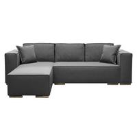 ECKSOFA L Form Vinoria Grau 255/180/82 cm Links mit Schlaffunktion - Chromfarben/Dunkelgrau, Textil/Metall (180/255cm) - AX Living