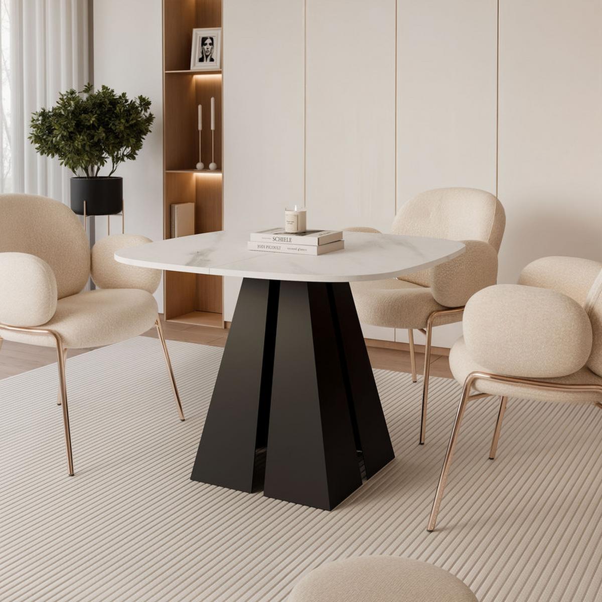 AUSZIEHTISCH ZELO 120/60/76 cm, Schwarz / Bianco (Weiß) - Perlmutt/Schwarz, Holzwerkstoff/Metall (60/120/76cm) - Idohome