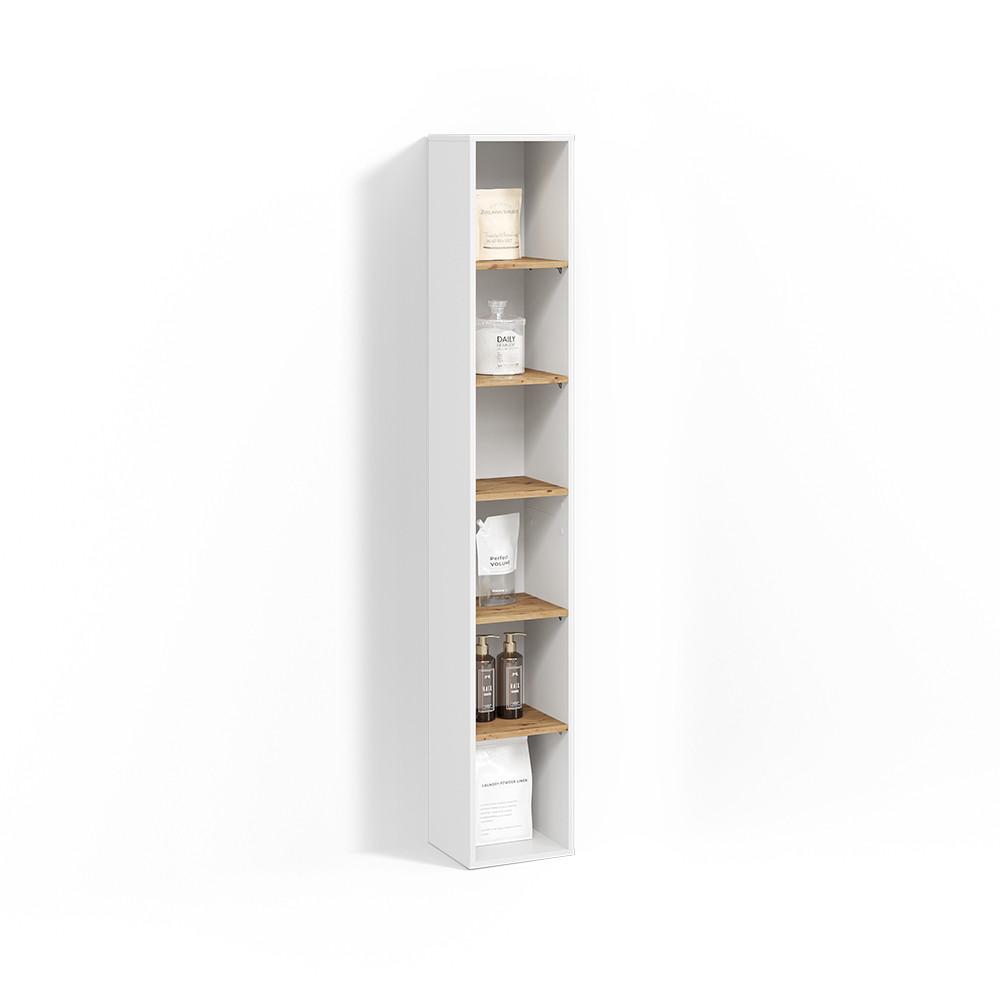 HOCHREGAL Paolina Weiß/Artisan 30 x 188.6 cm - Weiß/Eiche Artisan, Holzwerkstoff (30/188.6/27.3cm) - Livinity®