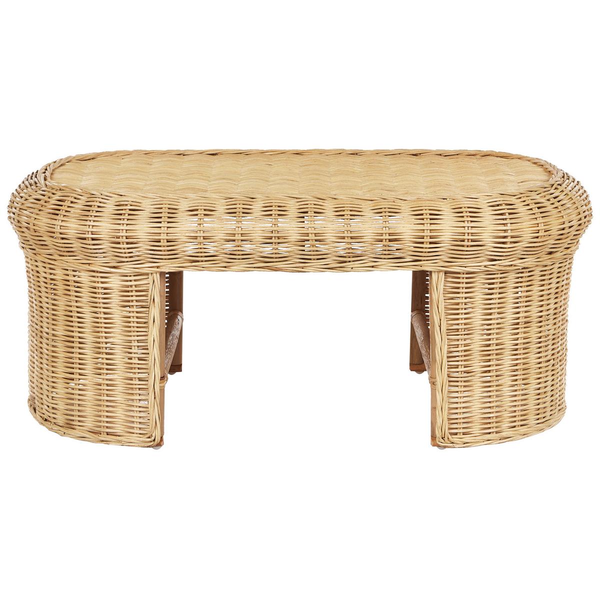 GARTENTISCH 96/60 cm Rattan Natürlich Livadeia - Naturfarben, Naturmaterialien (60/96/40cm) - Beliani