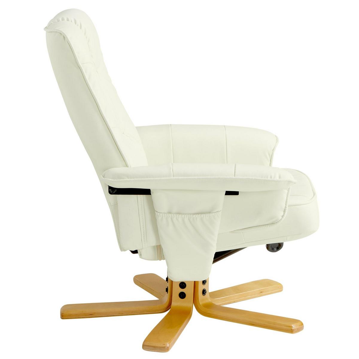 RELAXSESSEL KUNSTLEDER, SET MIT HOCKER CHARLY - Weiß, Textil (76/87/61cm) - IDIMEX