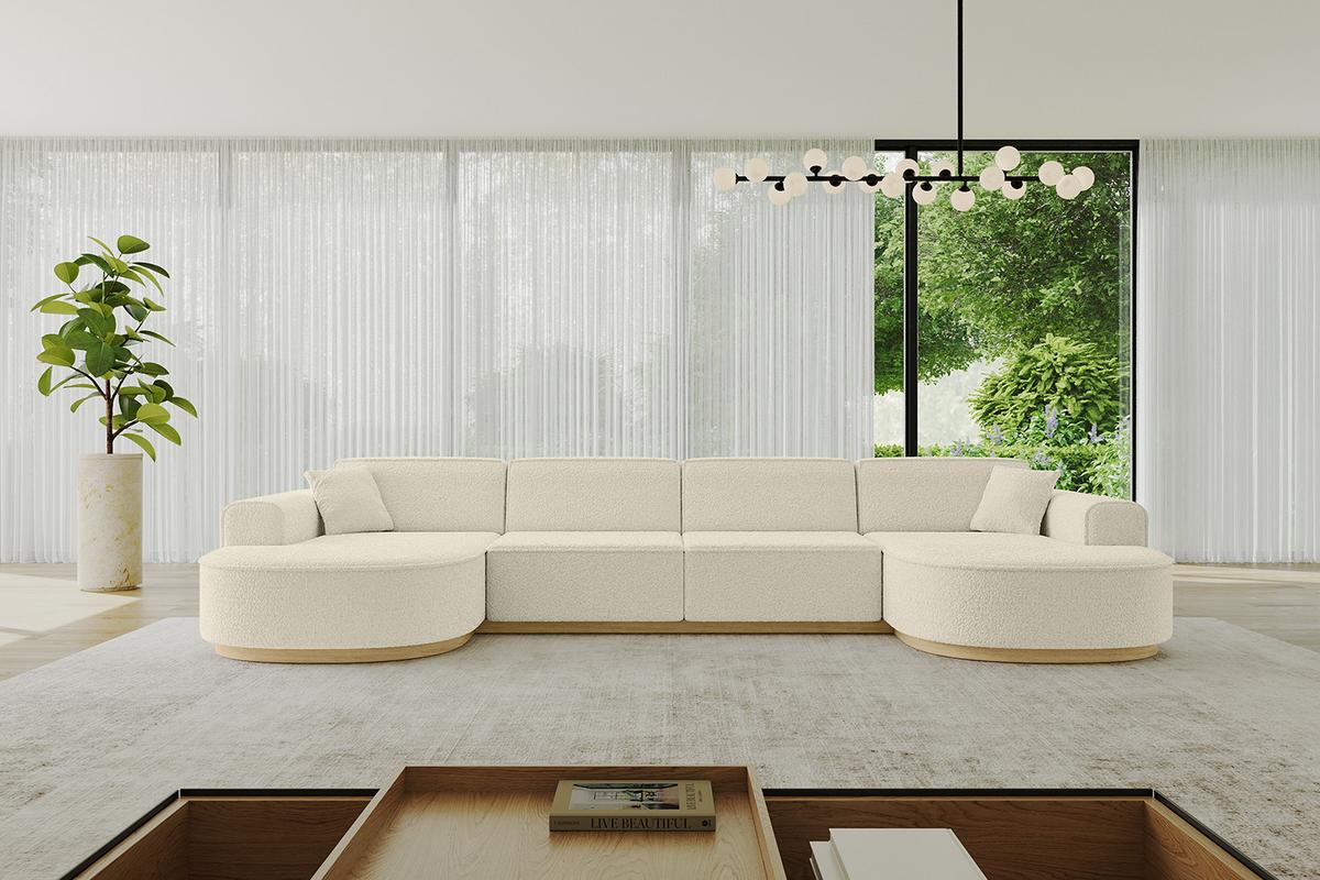 WOHNLANDSCHAFT MARI-U2-v2 - 388x171x83 cm Beige Bouclé - Beige, Holzwerkstoff/Textil (388/83/171cm) - ALTDECOR