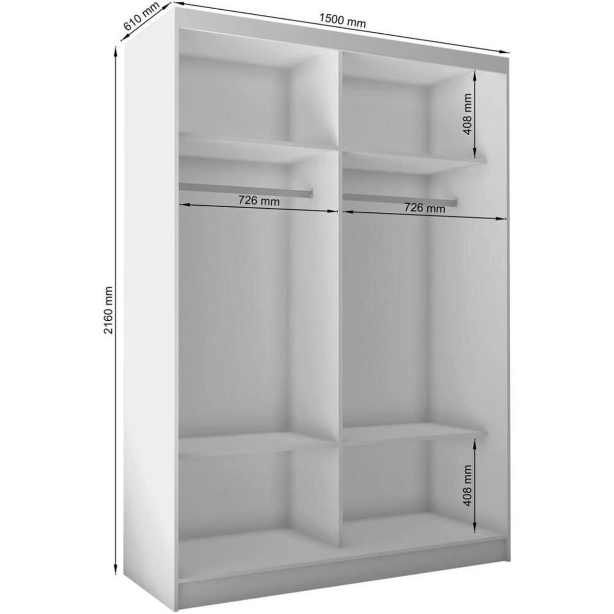 SCHWEBETÜRENSCHRANK Gaja 150/216/61 graphit mit Spiegel - Graphitfarben, Holzwerkstoff (150/216/61cm) - Beautysofa