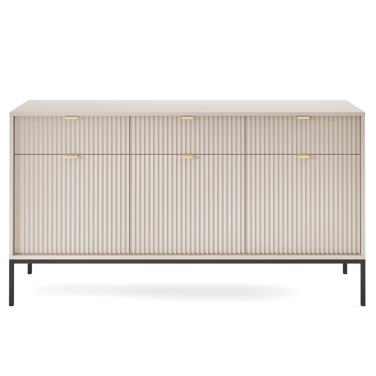 SIDEBOARD STELLARE 154/83/39cm mit 3 Schubladen 3 Türen Kaschmir - Kaschmir/Goldfarben, Holzwerkstoff (154/83/39cm) - MASSENO