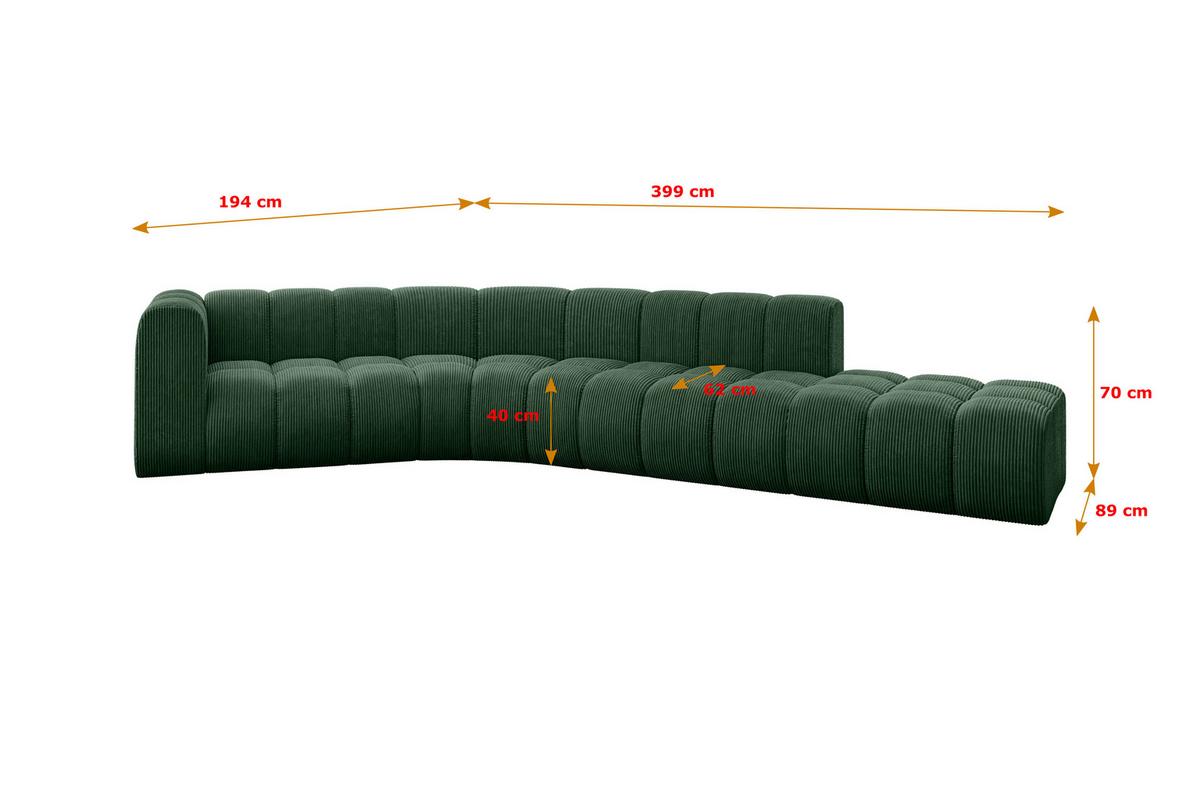 ECKSOFA modulares Sofa Tilmo-L1 - 399x194x70 cm Grün - Grün, Holzwerkstoff/Textil (399/194cm) - ALTDECOR