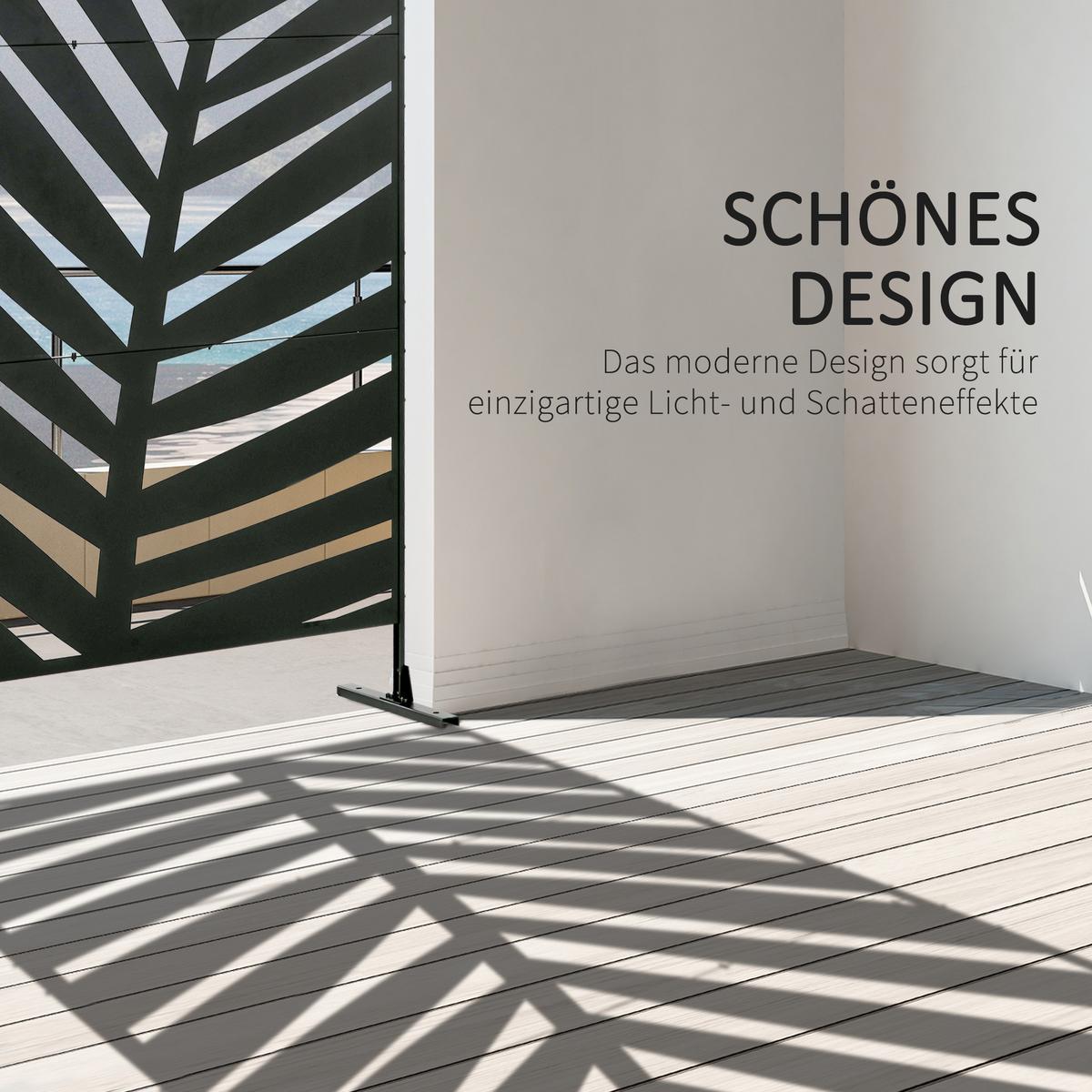 GARTENSICHTSCHUTZ, Stahl, Schwarz - Schwarz, Metall (45/198cm) - Outsunny