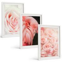 BILDER SET 3er Set - 40x60 cm Weißer Rahmen - Zartrosa Flamingos - Weiß, Kunststoff (40/60cm) - TULUP