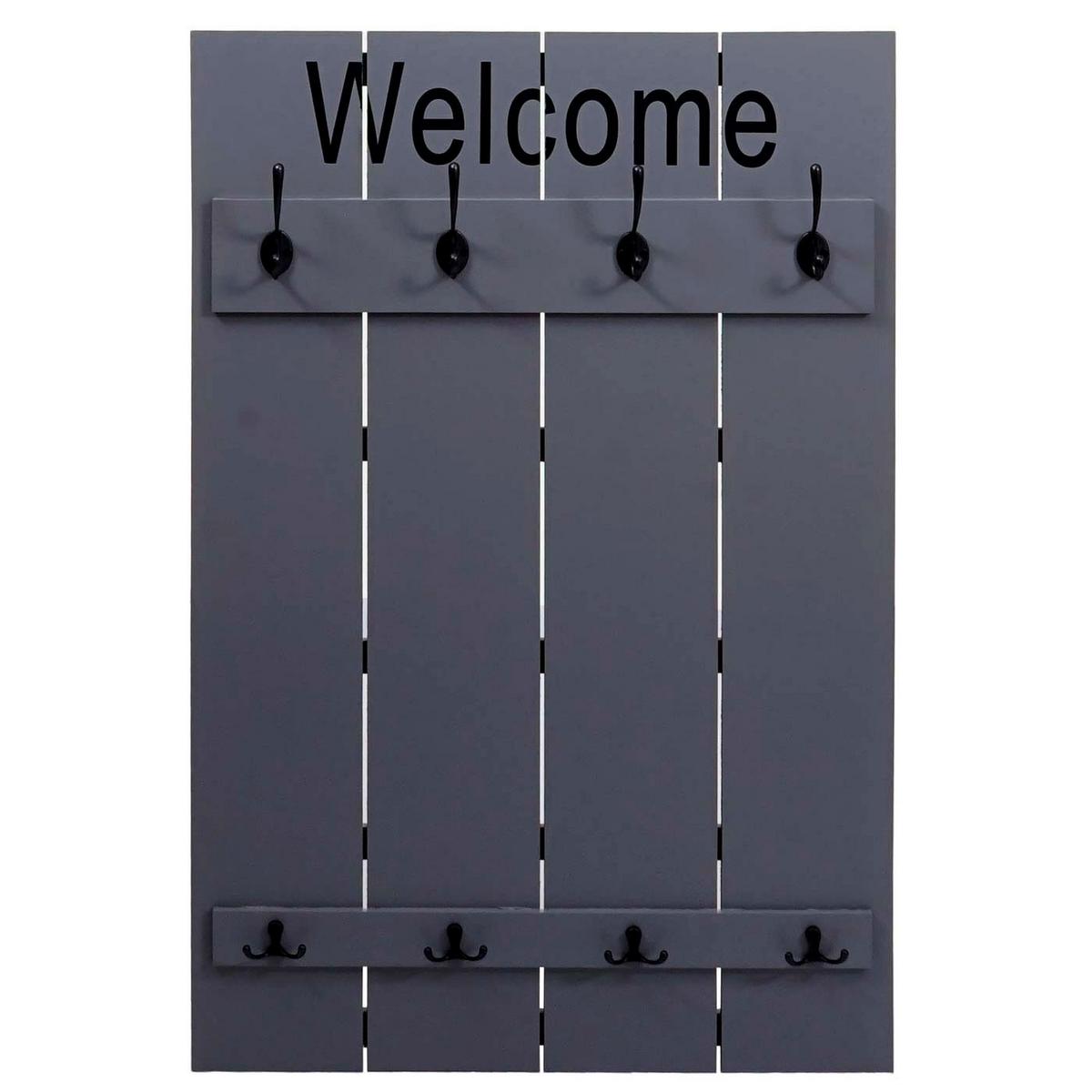WANDGARDEROBE WELCOME SHABBY Grau, Blau - Blau/Grau, Holz (60/90/8cm) - MCW