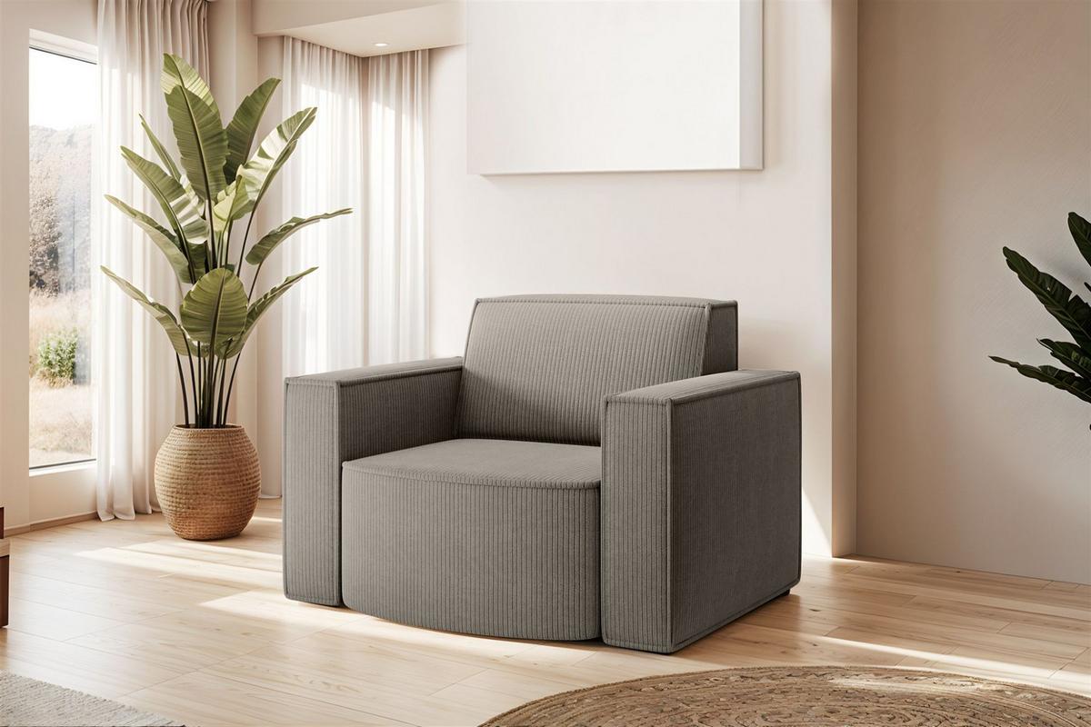 SOFASET Palma In Scala - Grau, Holzwerkstoff/Textil (236/78/165cm) - Fun Möbel