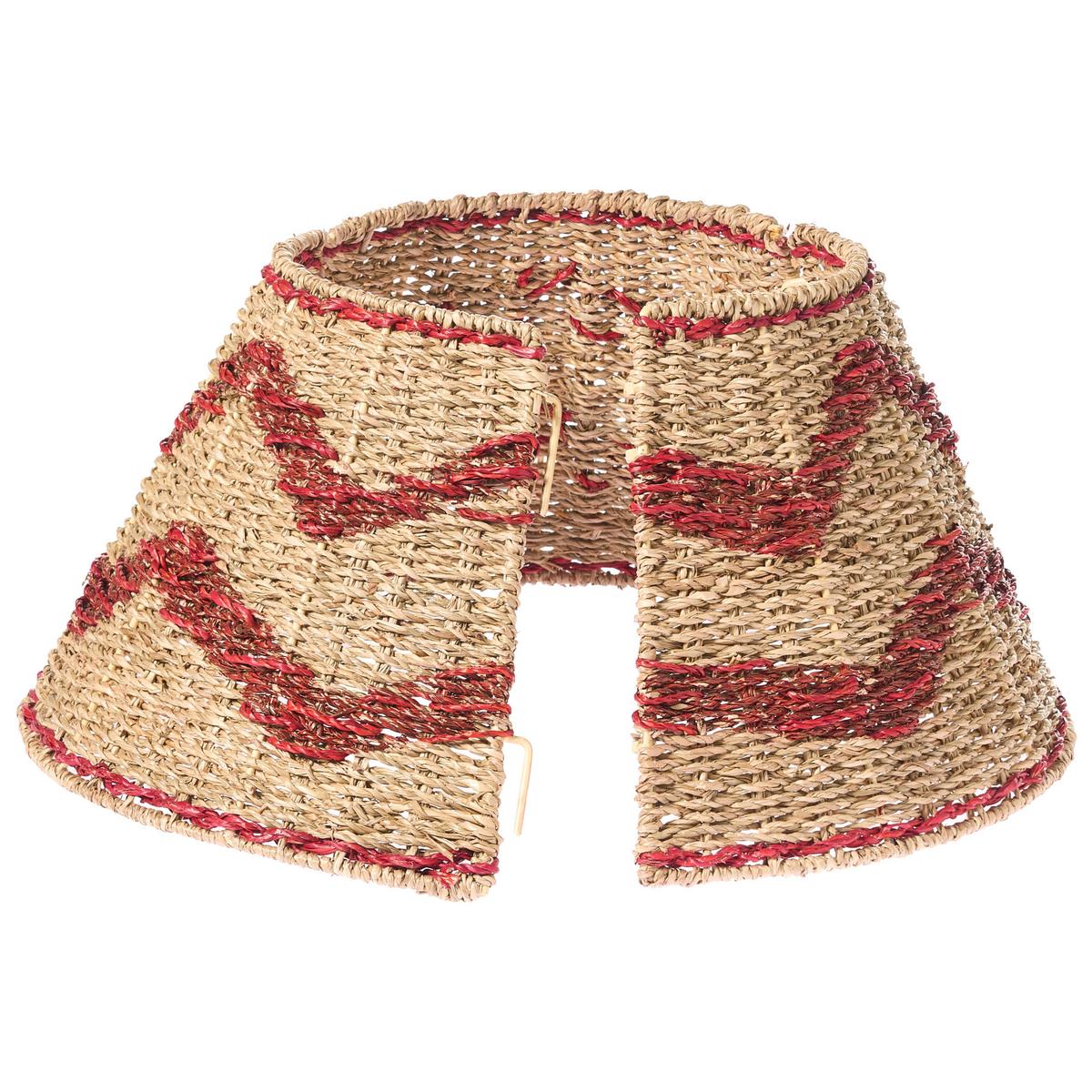 WEIHNACHTSBAUMKRAGEN 24 cm Naturfarben Hiver - Rot/Naturfarben, Naturmaterialien (24cm) - Beliani
