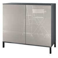 KOMMODE Skadu Sandgrau Hochglanz - Sandfarben, Holzwerkstoff (92.5/83.5/35cm) - Vladon