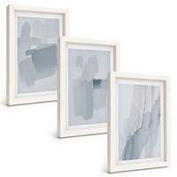 BILDER SET 3er Set - 20x30 cm Weißer Rahmen - Abstrakte Aquarellkunst - Weiß, Kunststoff (20/30cm) - TULUP