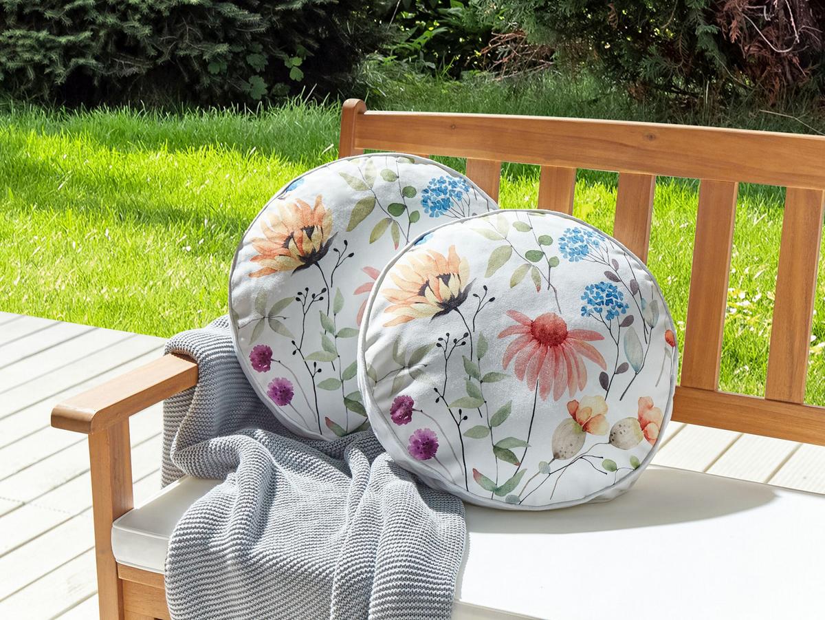 OUTDOOR-KISSEN 2er-Set Blumenmuster mehrfarbig 40 cm Monesi - Multicolor, Textil (40/40cm) - Beliani