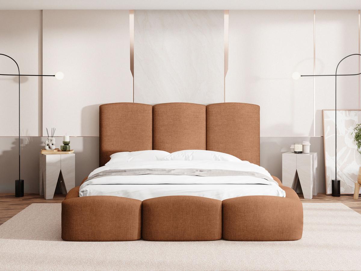 POLSTERBETT Harmony mit Bettkasten & Lattenrost in Terrakotta Chenille 120 x 200 cm - Birkefarben/Terracotta, Holzwerkstoff/Kunststoff (120/200cm) - WFL GROUP