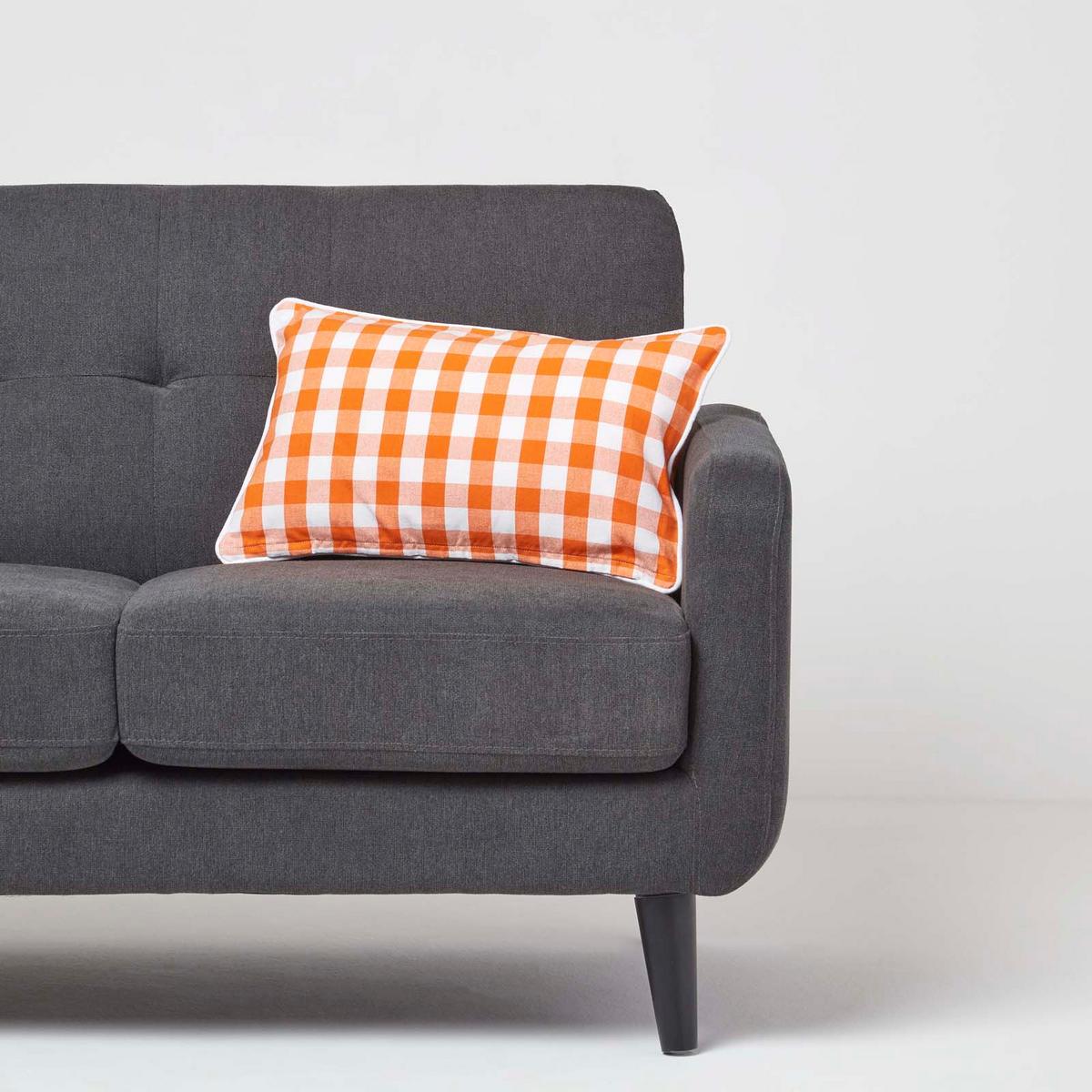 KISSENHÜLLE Karo-Muster 30/50 cm, 100% Baumwolle - Orange, Textil (30/50cm) - Homescapes