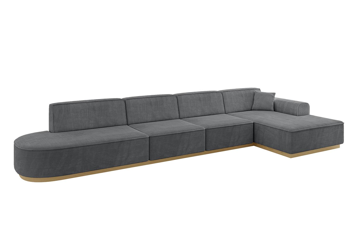 ECKSOFA Ottomane Rechts IREA-L3-v2 - 412x165x80 cm Duneklgrau - Dunkelgrau, Holzwerkstoff/Textil (412/165cm) - ALTDECOR