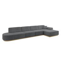 ECKSOFA Ottomane Rechts IREA-L3-v2 - 412x165x80 cm Duneklgrau - Dunkelgrau, Holzwerkstoff/Textil (412/165cm) - ALTDECOR