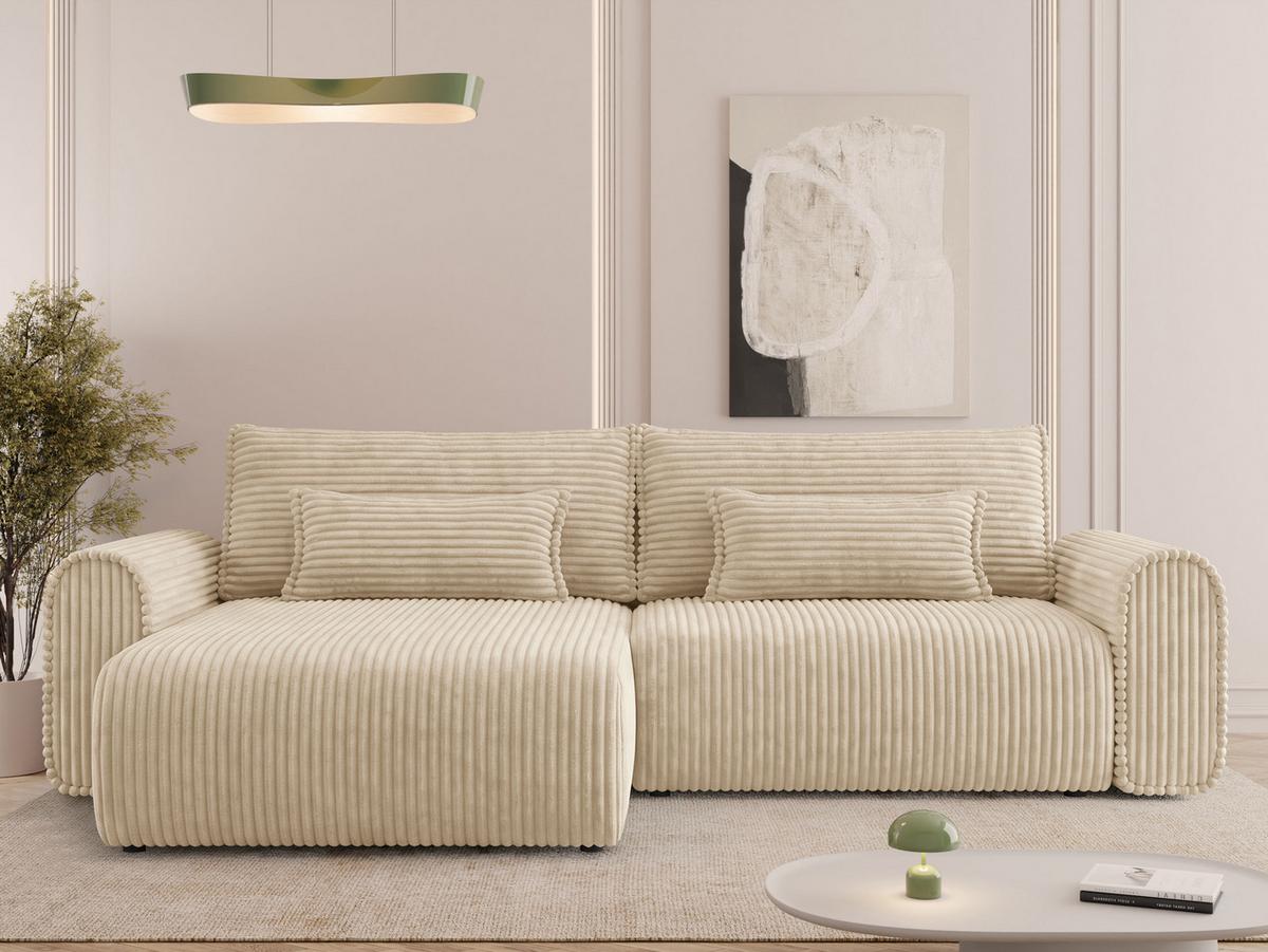 ECKSOFA Surles Cord - Beige/Schwarz, Holz/Kunststoff (245/145cm) - MIRJAN24