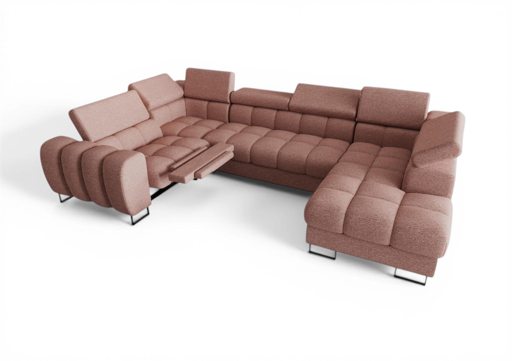 WOHNLANDSCHAFT Bastien Relax - Rosa, Holzwerkstoff/Textil (350/95/198cm) - Fun Möbel