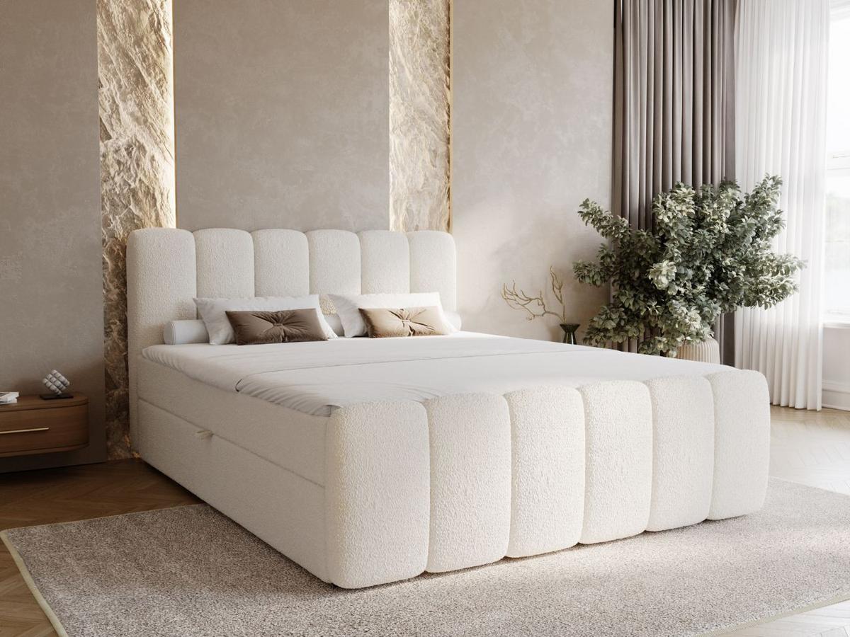 BOXBETT Cloud 140x200 Bouclé-Stoff Creme - Creme, Holz/Textil (140/200cm) - Graingold