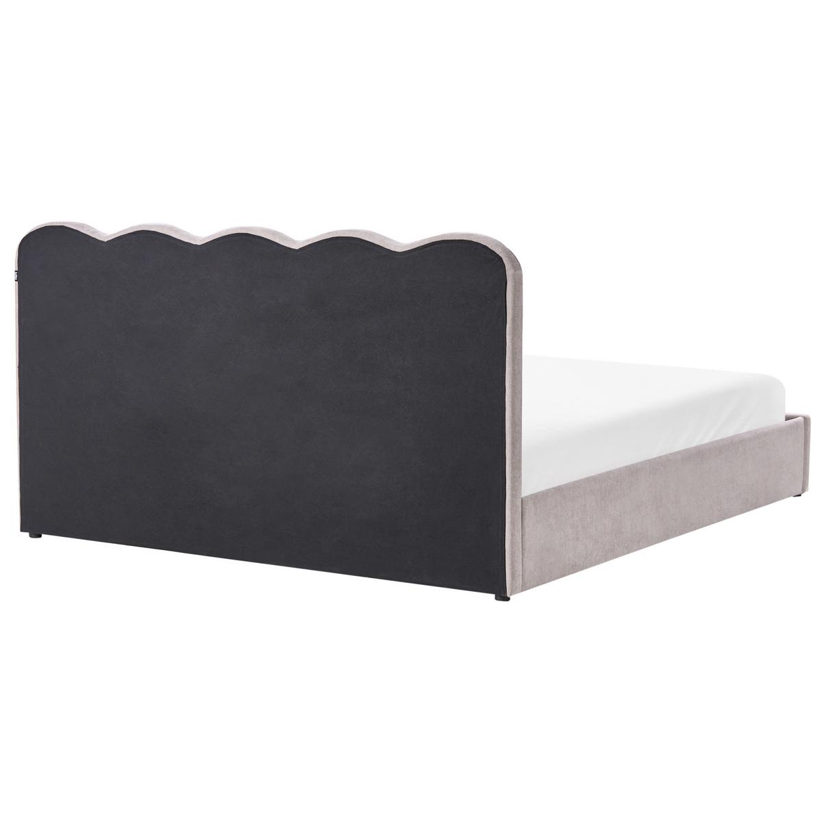 BETT mit Stauraum 180/200 cm Chenillegewebe Taupe Nanterre - Taupe, Textil (180/200cm) - Beliani