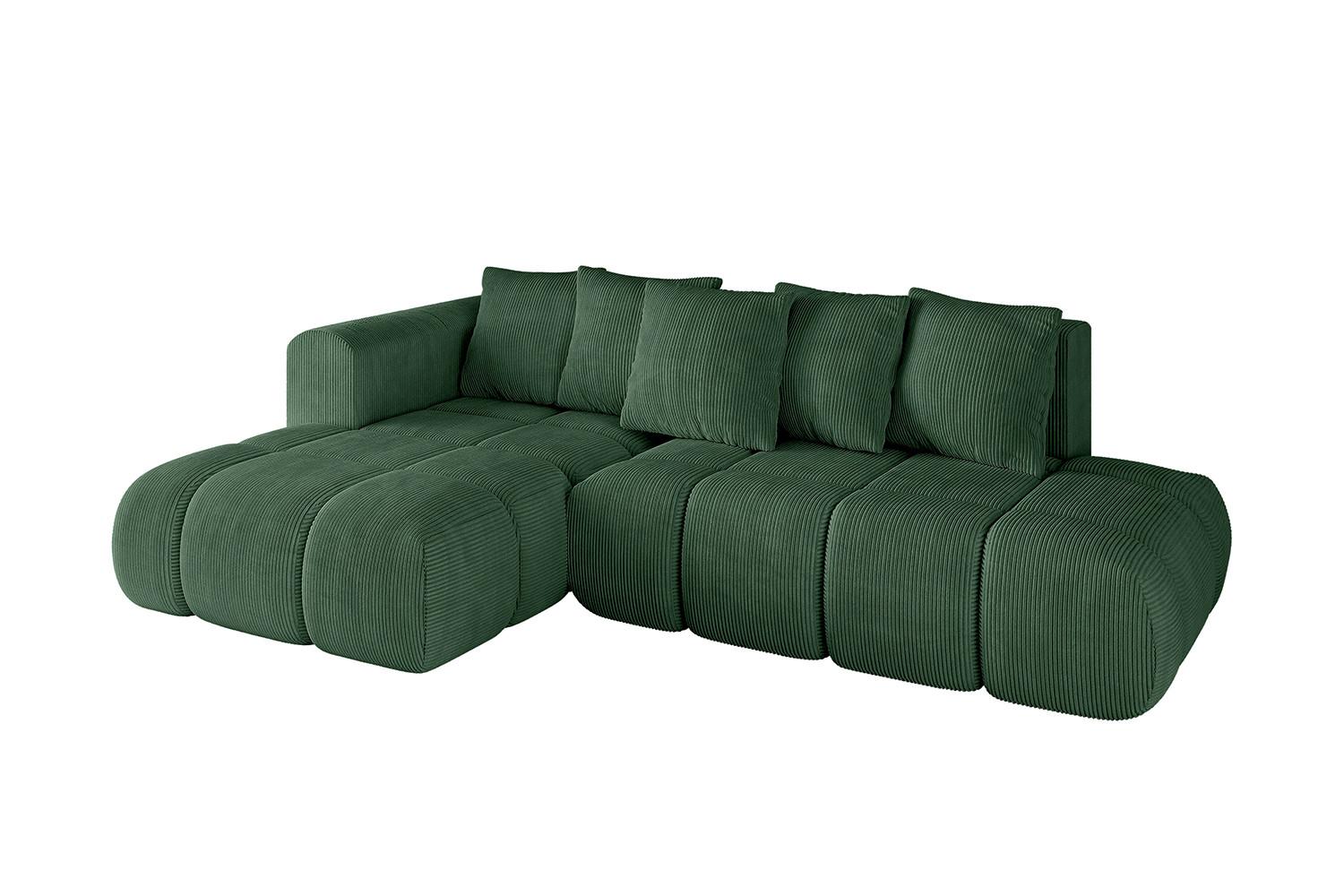 ECKSOFA Ottomane Links CLOUD-L-v1 280x185x90 Grün Cord - Grün, Holzwerkstoff/Kunststoff (180/289cm) - ALTDECOR