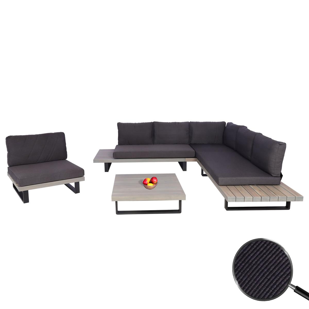 GARTEN-GARNITUR Schwarz, Grau - Schwarz/Grau, Holz - MCW