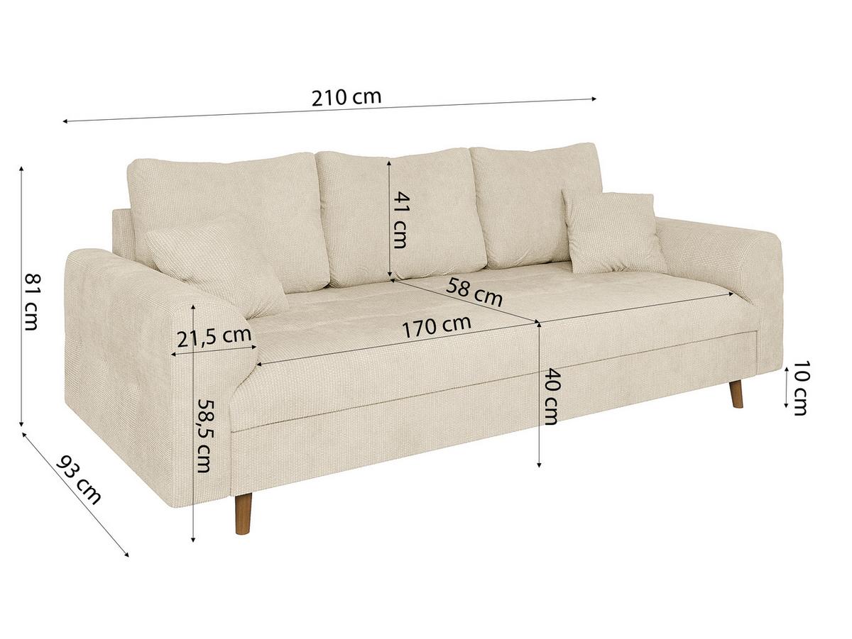 3-SITZER-SOFA Sigurd Beige Chenille - Beige/Braun, Holz/Textil (210/81/93cm) - S-Style Möbel