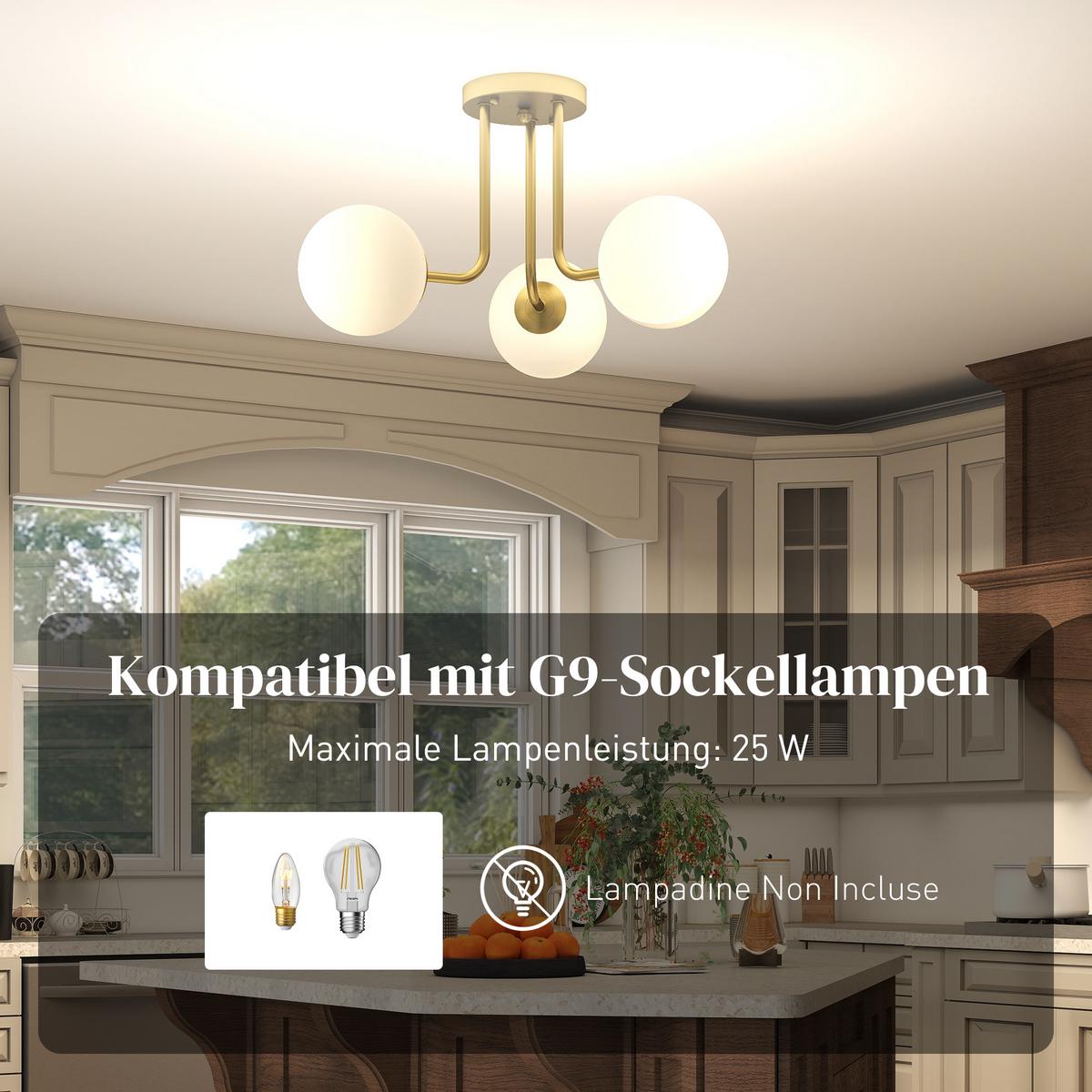 DECKENLEUCHTE Metall Kunststoff Gold - Goldfarben, Metall (42/42/26.5cm) - HOMCOM