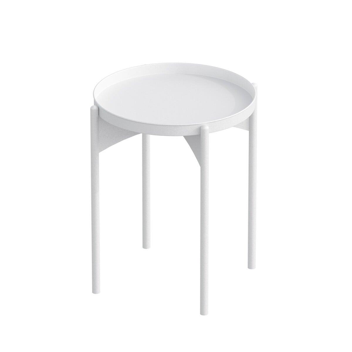 BEISTELLTISCH mit runder Metallplatte H57 cm - COLE - Weiß, Metall (60/44/57cm) - Calicosy