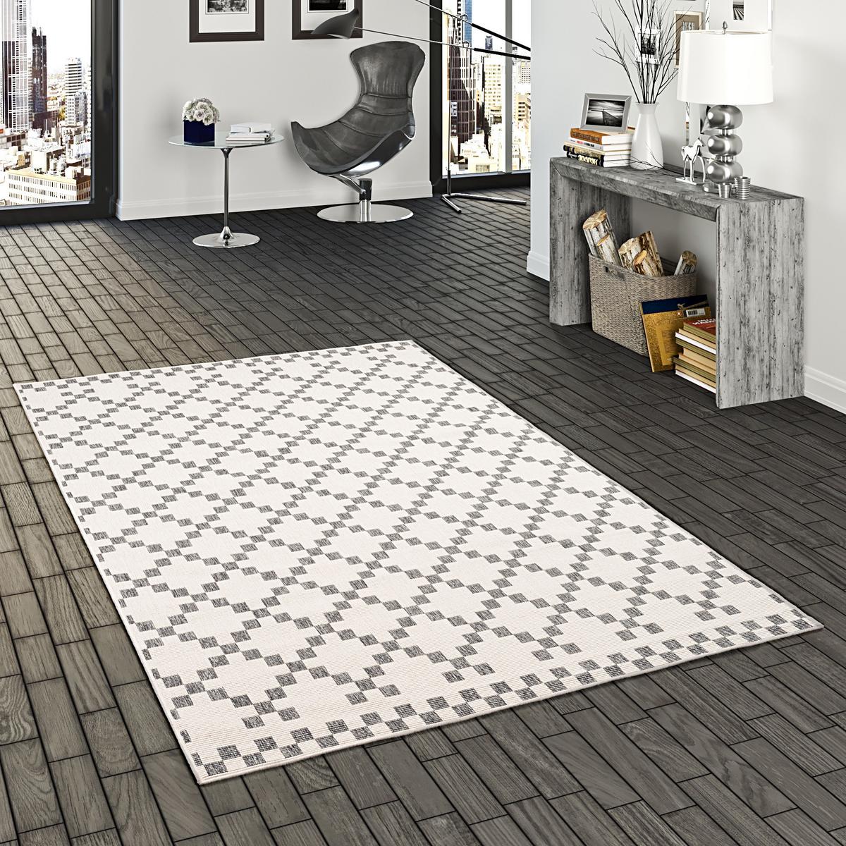 IN- UND OUTDOOR TEPPICH NEWPORT MODERN KARO - Silberfarben, Textil (120/170cm) - Pergamon