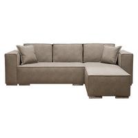 ECKSOFA L Form Vinoria Beige 255/180/82 cm Rechts mit Schlaffunktion - Chromfarben/Beige, Textil/Metall (255/180cm) - AX Living