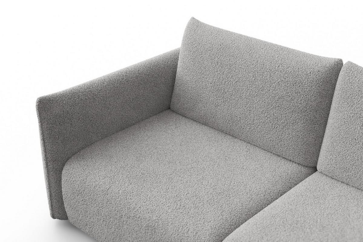 SOFA TAUER 3-Sitzer, Bouclé-Stoff hellgrau - Hellgrau/Schwarz, Holz/Textil (206/84/112cm) - Courtois Laville