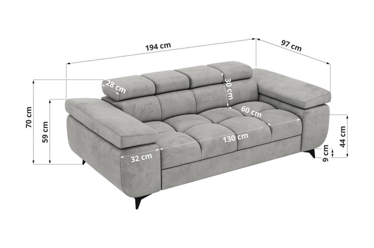 2-SITZER SOFA NIDELLO - Hellgrau Velvet - Hellgrau/Schwarz, Textil/Metall (194/70/97cm) - MKS