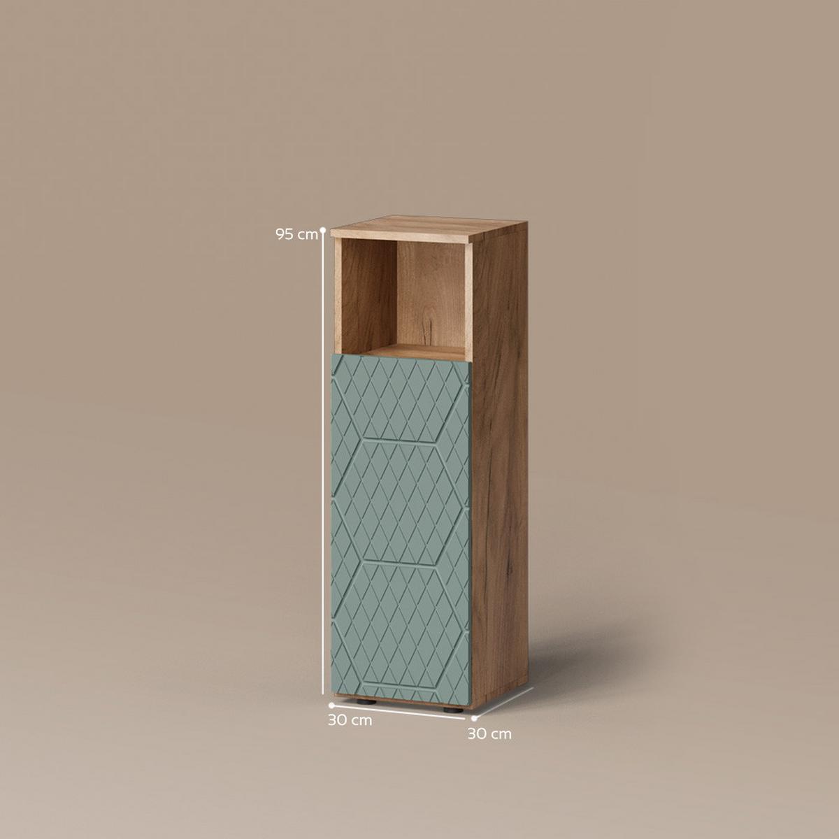 MIDISCHRANK Ronco Grün/Goldkraft Eiche 30 x 95 cm - Honigeiche/Grün, Holzwerkstoff (30/95/30cm) - Livinity®