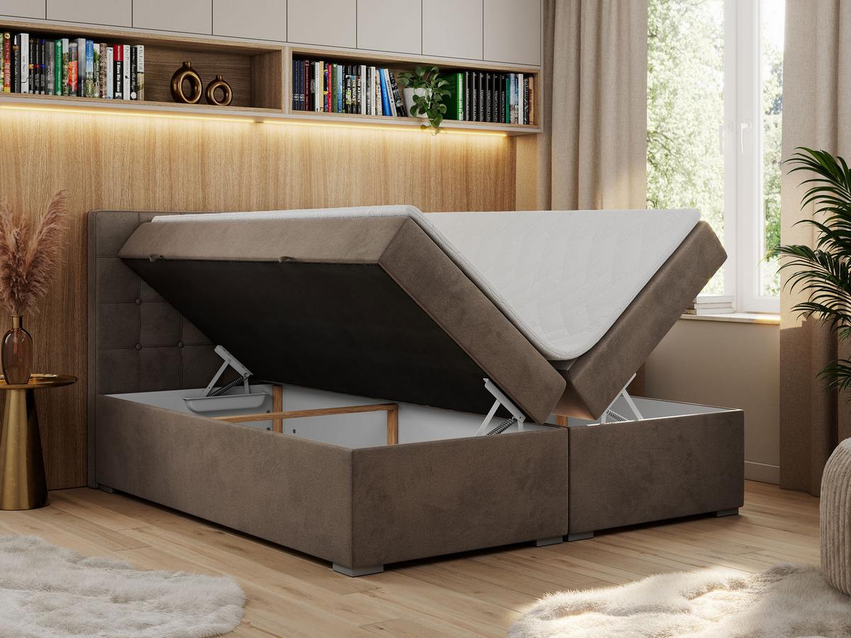 BOXBETT CARMEN 200/200 Braun Velvet - H4 - Braun, Holz/Textil (200/200cm) - MKS