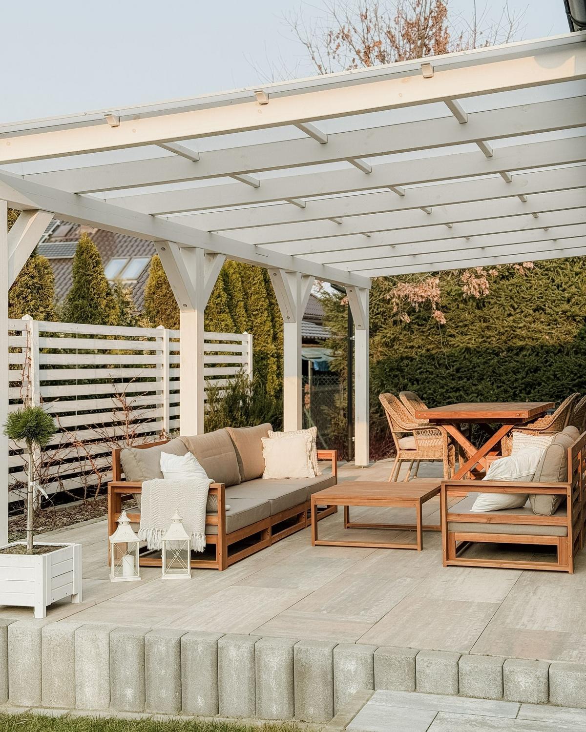 LOUNGE-SET 5-sitzer zertifiziertes hellbraun Auflagen taupe Timor II - Taupe, Holz - Beliani