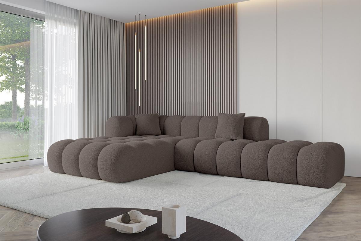 ECKSOFA Ottomane Links OLEA-L2 - 289x176x71 cm Braun - Dunkelbraun/Schwarz, Holzwerkstoff/Kunststoff (289/176cm)