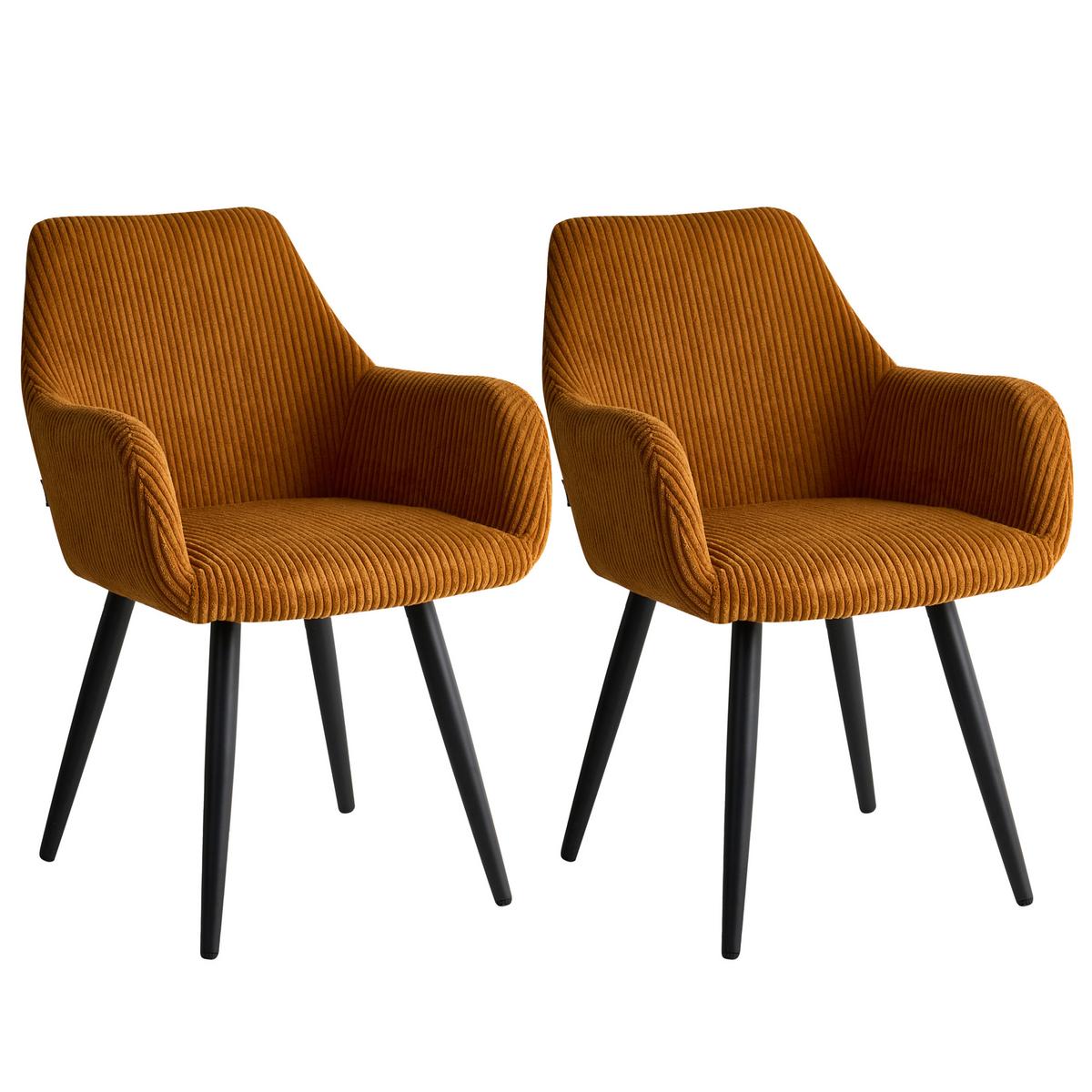 ESSZIMMERSTUHL 2er-Set Cord Orange Mori - Orange, Textil (56/83/64cm) - Beliani