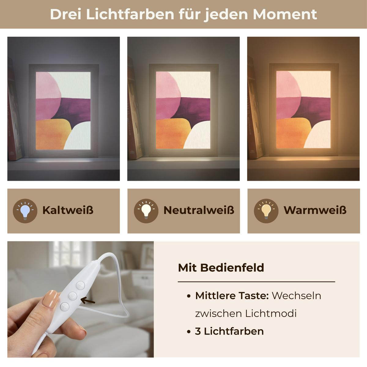 WANDLEUCHTE Formen - Abstrakt - Farbenfroh 15x20 cm - Rosa, Holzwerkstoff (15/20/8cm) - OnlyWow