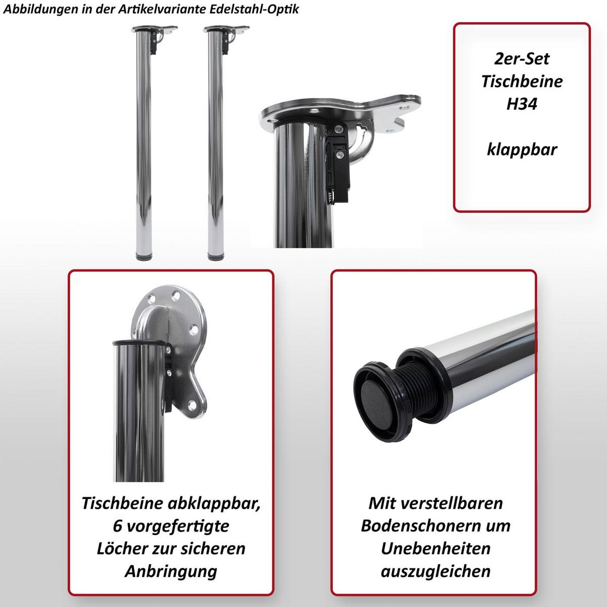 TISCHBEIN rund Weiß 2er-Set - Weiß, Metall (5/72/14cm) - MCW