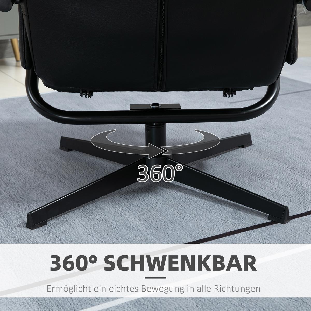 RELAXSESSEL, Kunstleder, Stahl, Schwarz - Schwarz, Kunststoff (84/101/75cm) - HOMCOM