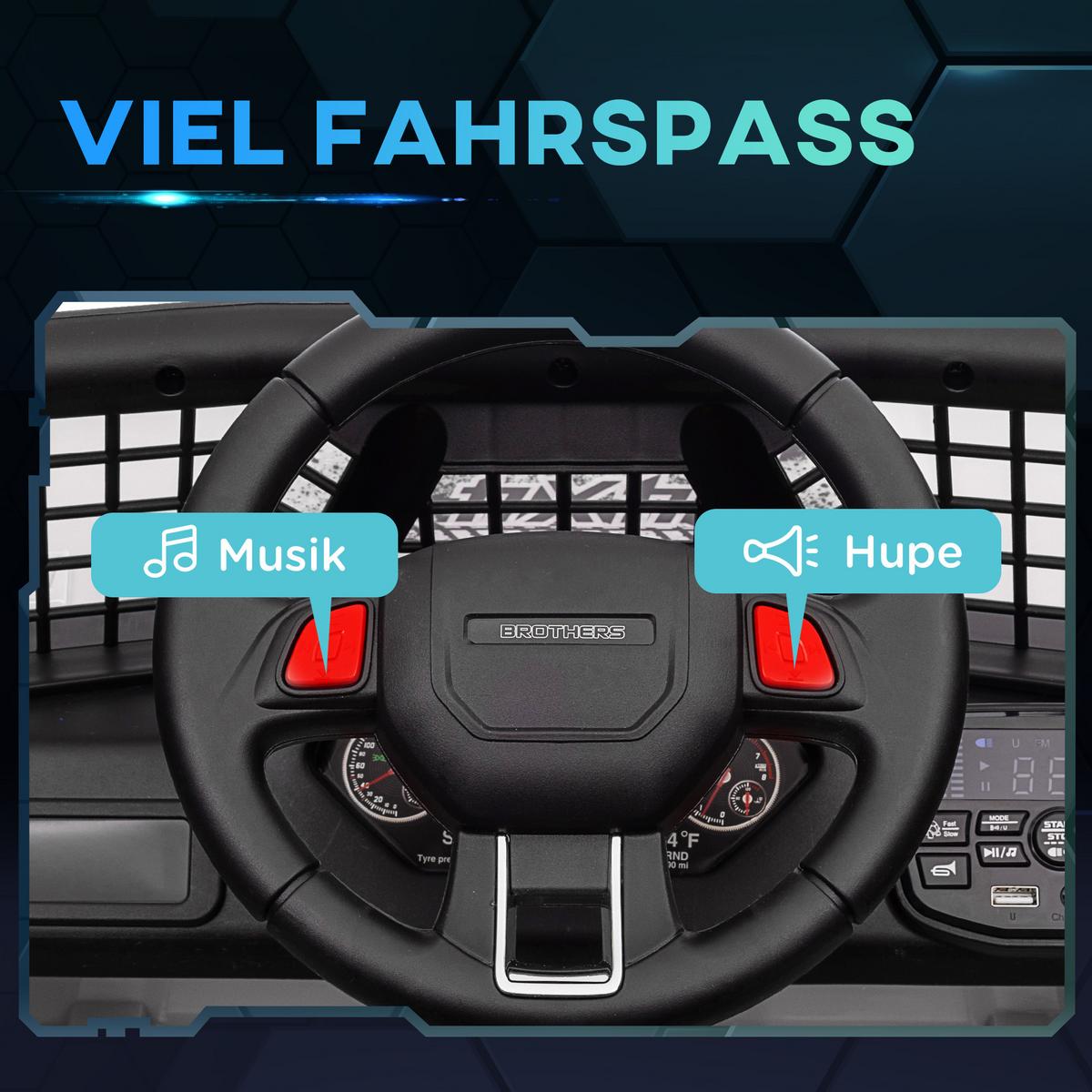 KINDER-ELEKTROAUTO Kunststoff Metall Weiß - Weiß, Metall (109/67/68.5cm) - AIYAPLAY